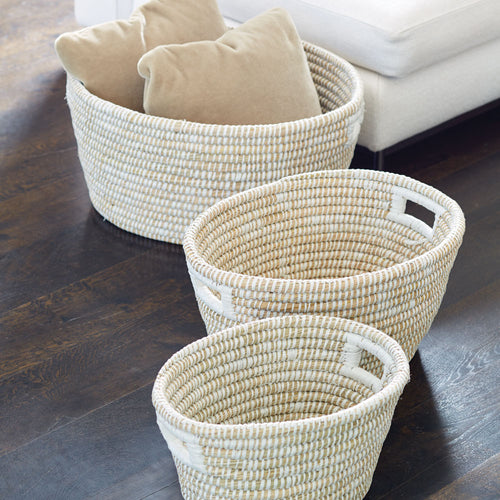 Rivergrass Oval Handle Storage Basket Set of 3