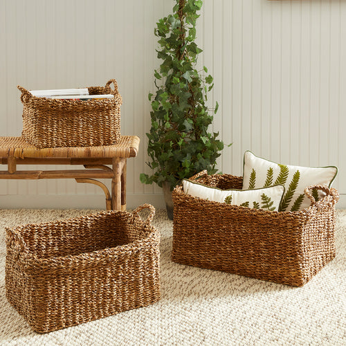 Seagrass Rectangular Cuff Basket Set of 3