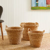 Seagrass Tapered Handle And Cuffs Basket Set of 3