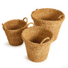 Seagrass Tapered Handle And Cuffs Basket Set of 3