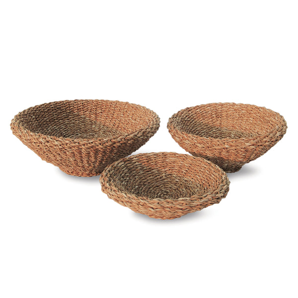 Seagrass Shallow Tapered Basket Set of 3 – Paynes Gray