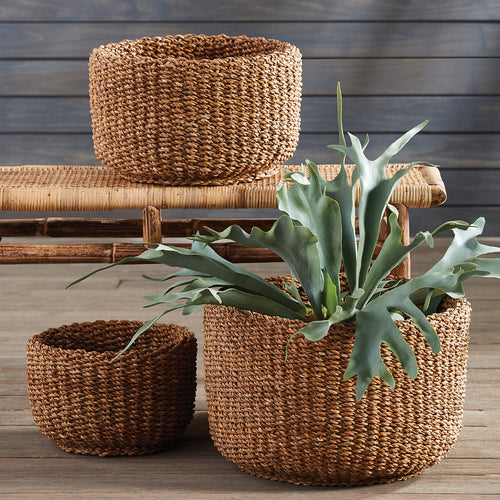 Seagrass Cylindrical Basket Set of 3