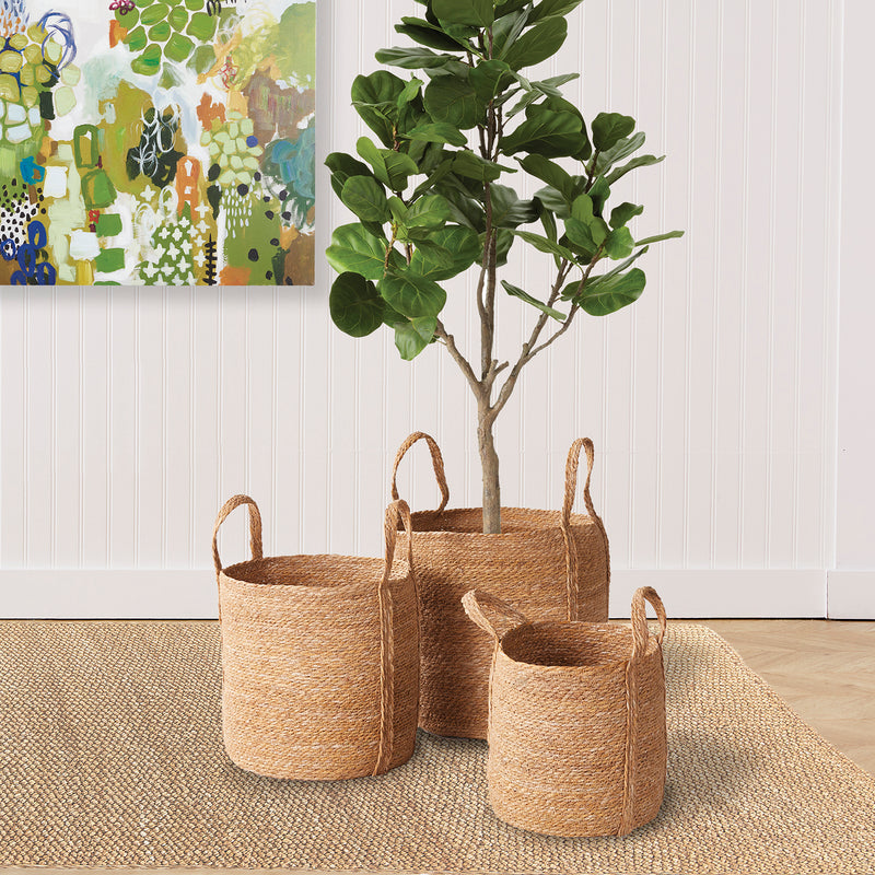 Seagrass Round Long Handle Basket Set of 3