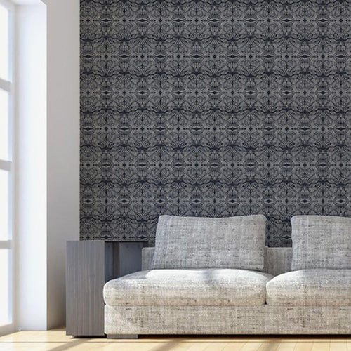 Mitchell Black Silver Flora Night Wallpaper