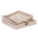 Burma Rattan Ottoman Tray Set of 3