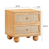 TOV Furniture Grappa Natural Wood & Rattan Wavy Nightstand