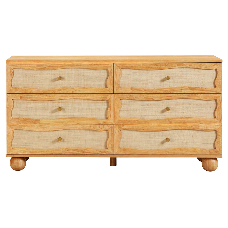 TOV Furniture Grappa Natural Wood & Rattan Wavy Dresser