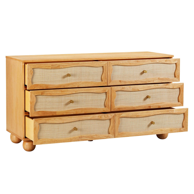 TOV Furniture Grappa Natural Wood & Rattan Wavy Dresser