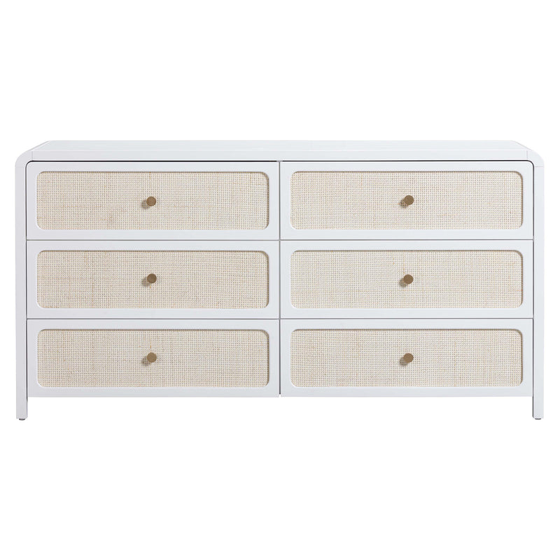 TOV Furniture Patty White Rattan 6 Drawer Dresser