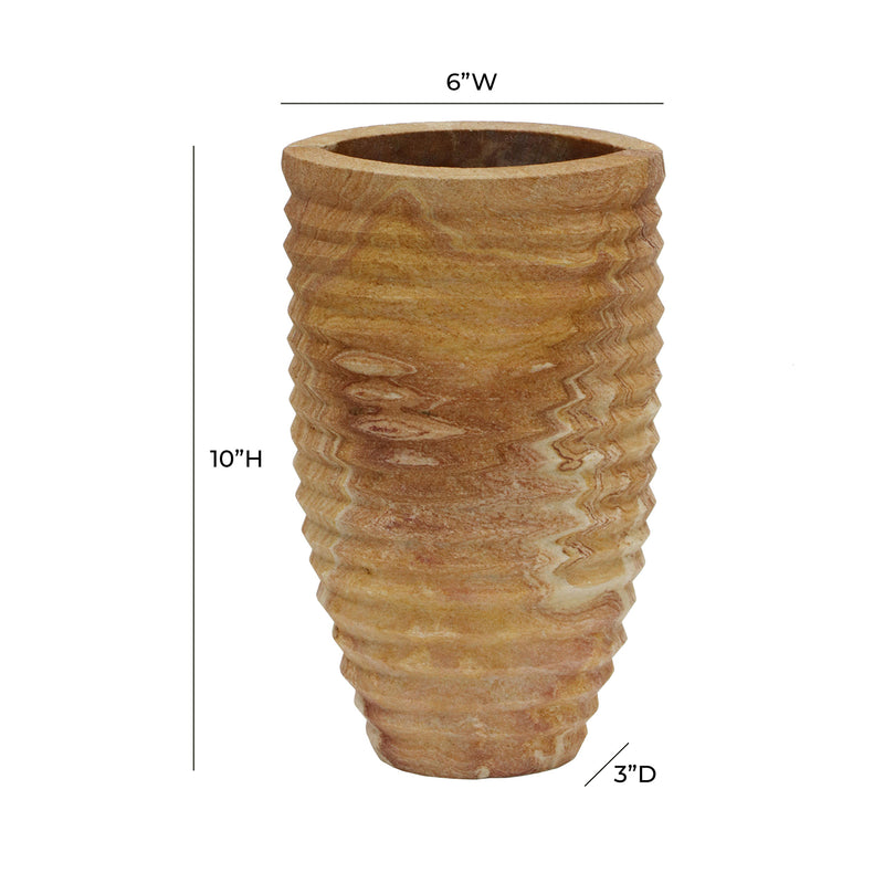 TOV Furniture Saava Ribbed Stone Vase