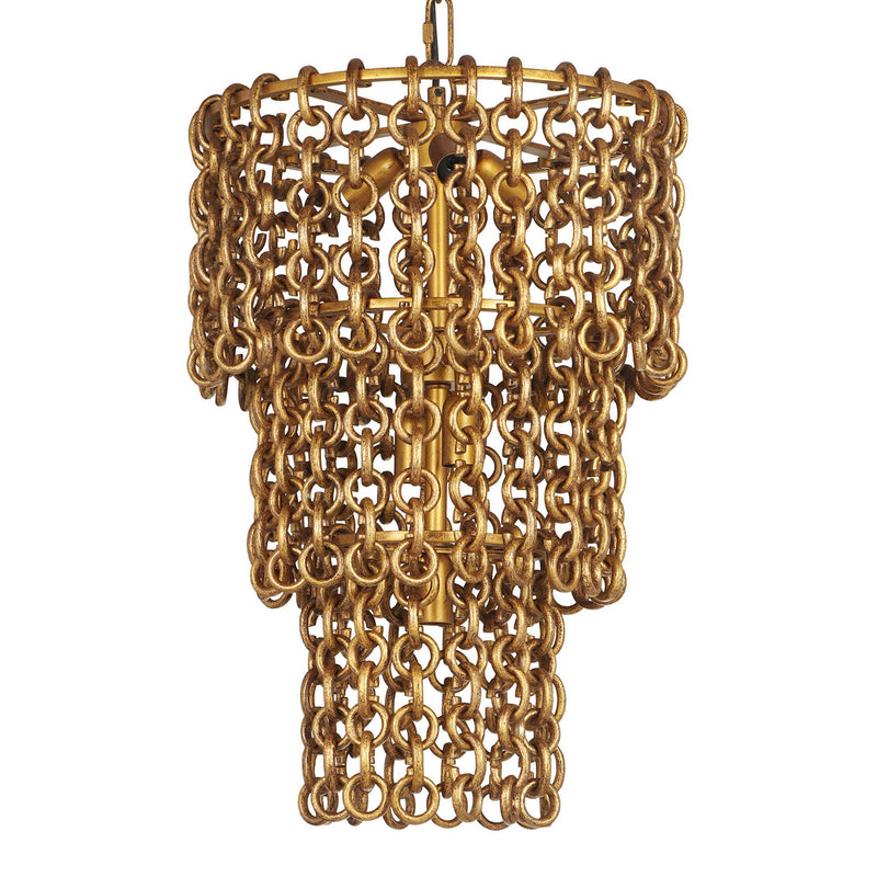 TOV Furniture Nirsa Brass Chain Link 3 Tier Chandelier