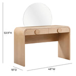 TOV Furniture Moonrise 2 Drawer Vanity Desk with Mirror