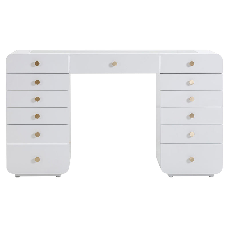 TOV Furniture Hollywood White Vanity Desk with Mirror