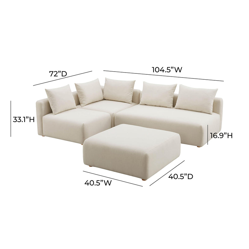 TOV Furniture Hangover Linen 4 Piece Modular Chaise Sectional