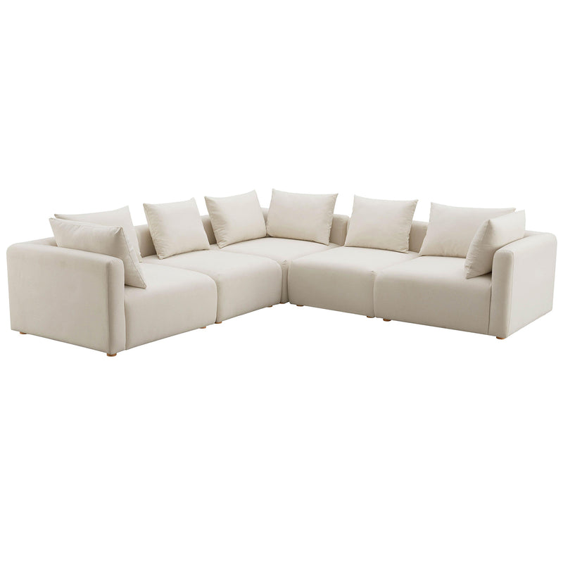 TOV Furniture Hangover Linen 5 Piece Modular L Sectional