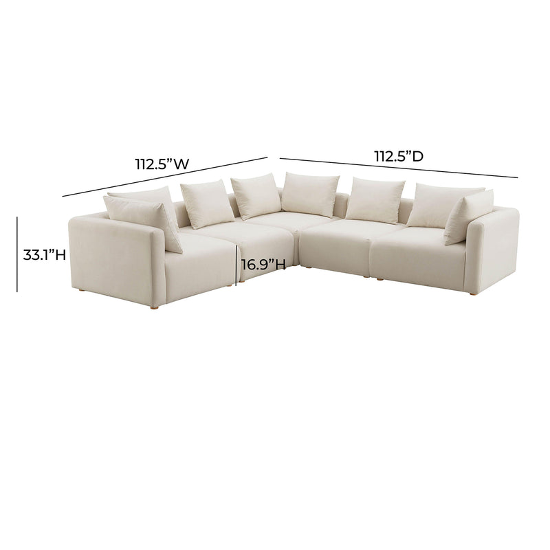 TOV Furniture Hangover Linen 5 Piece Modular L Sectional