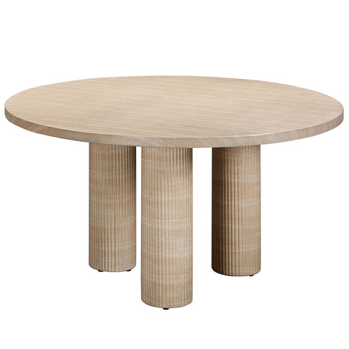 TOV Furniture Patti Textured Faux Travertine Indoor/Outdoor Dining Table