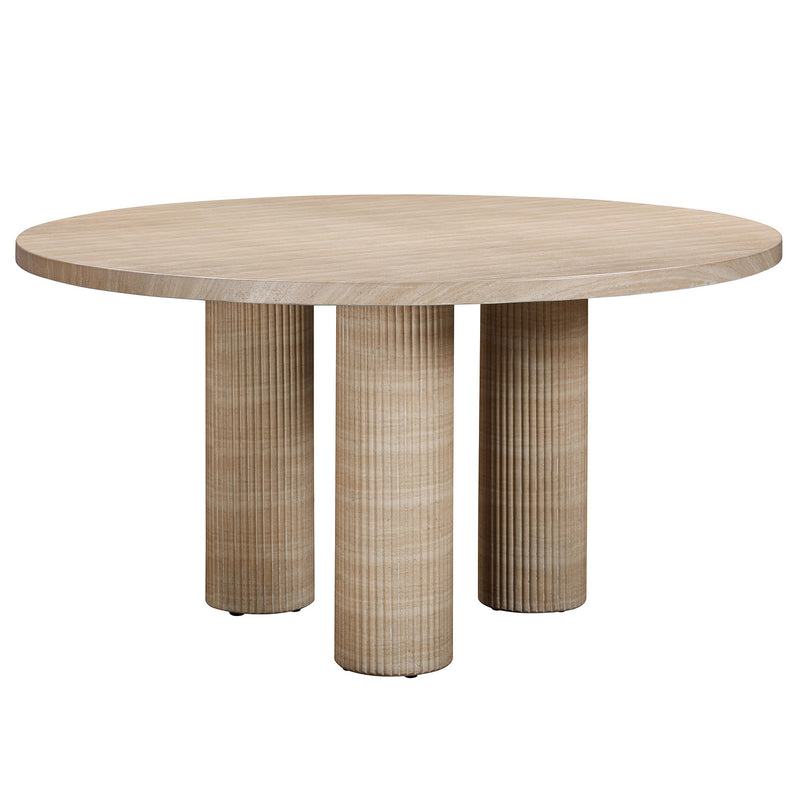 TOV Furniture Patti Textured Faux Travertine Indoor/Outdoor Dining Table