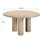 TOV Furniture Patti Textured Faux Travertine Indoor/Outdoor Dining Table