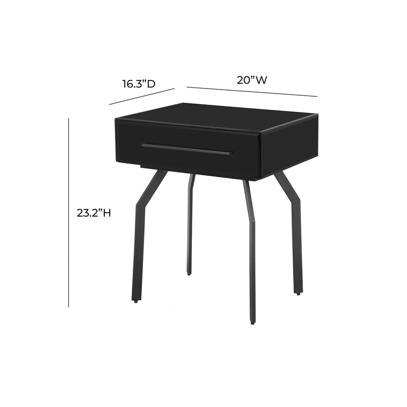 TOV Furniture Santana Black Glass Side Table