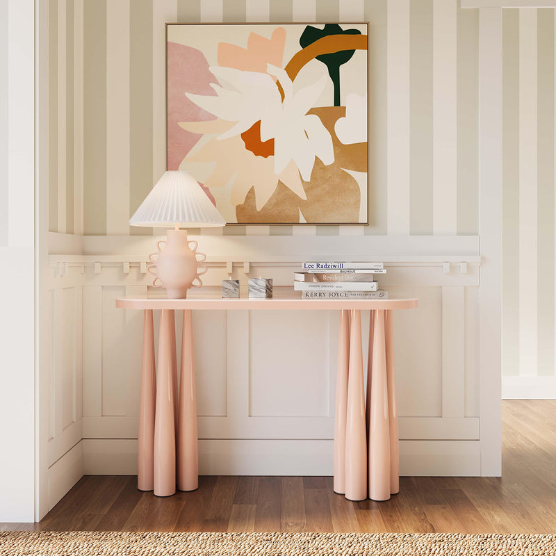 TOV Furniture Titan Peach Rose Glossy Console Table