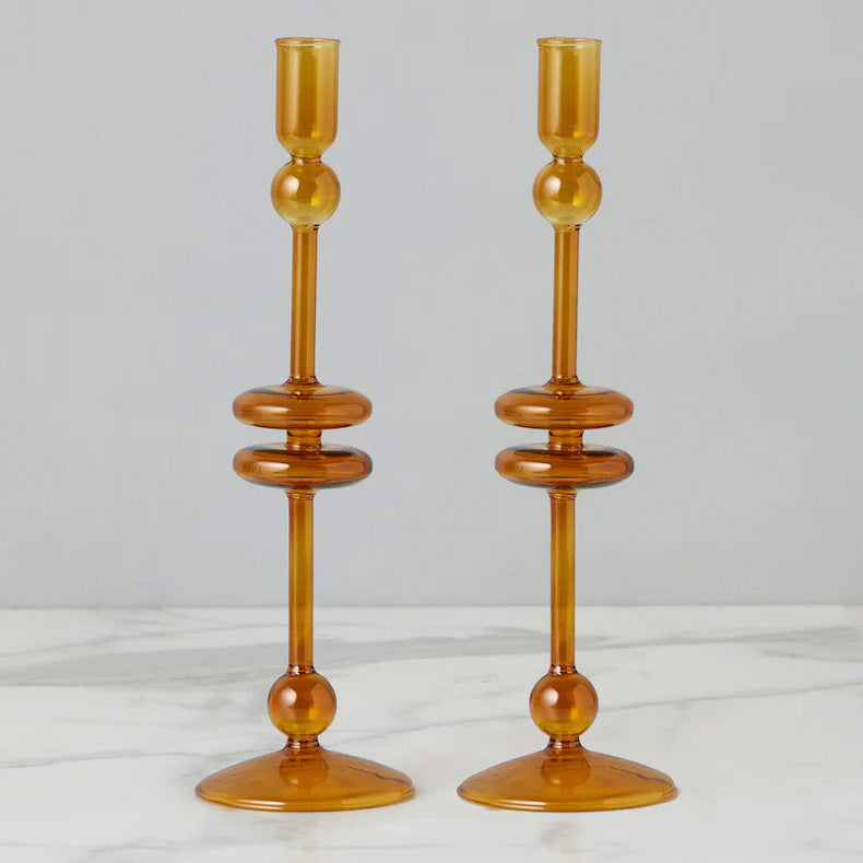 Etu Home Glass Candlestick Set of 2