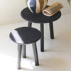 Recycled Wood Black Round Accent Table Set of 2