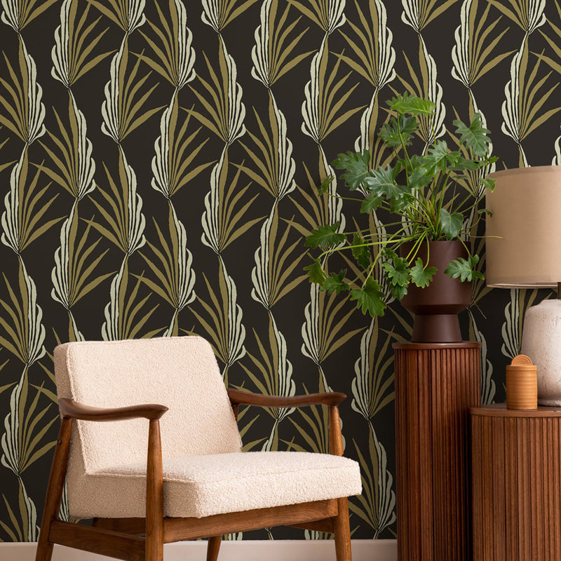 Mitchell Black Areca Palm Wallpaper