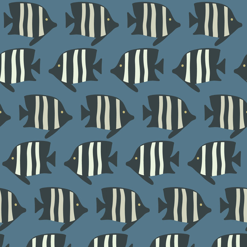 Mitchell Black Coastal Fish Wallpaper