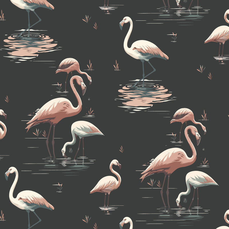 Mitchell Black Flamingo Wallpaper