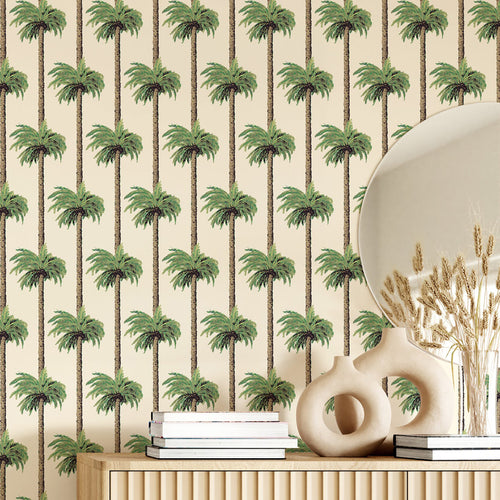 Mitchell Black Retro Tiki Palm Trees Wallpaper