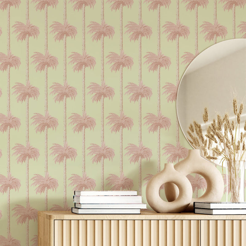 Mitchell Black Retro Tiki Palm Trees Wallpaper