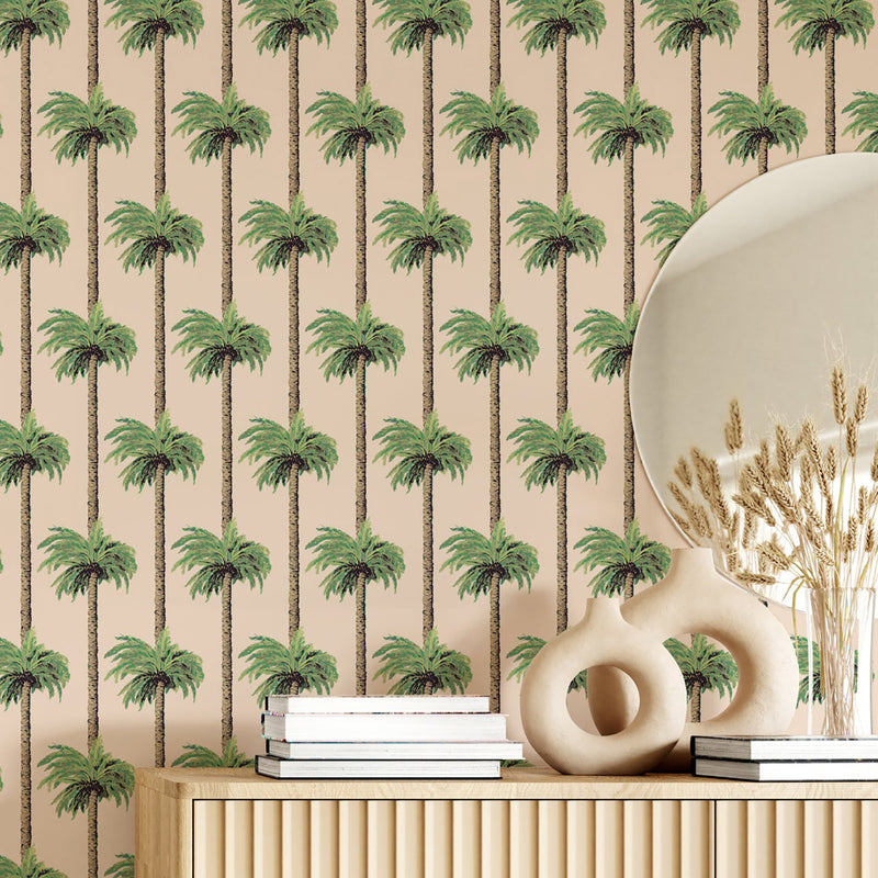 Mitchell Black Retro Tiki Palm Trees Wallpaper