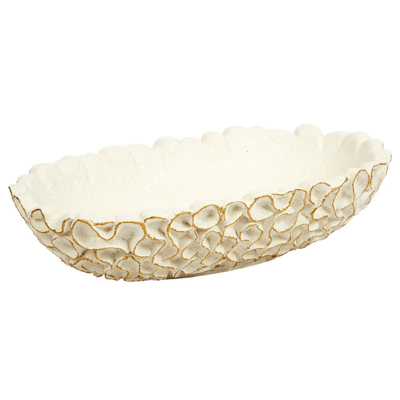 Old World Design Oval White Swirl Bowl