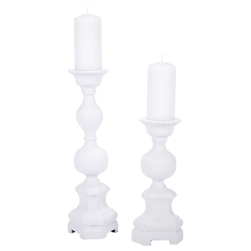 Old World Design Harper White Gesso Candleholder Set of 2