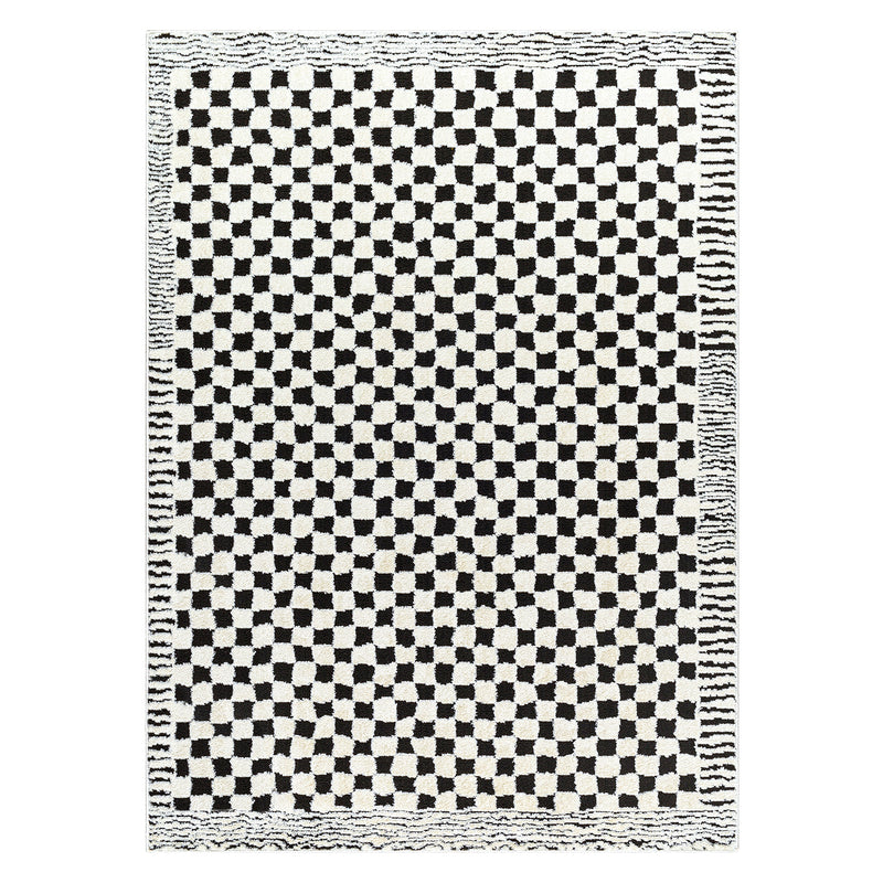 Livabliss Freud Checker Border Machine Woven Rug