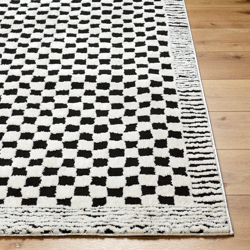 Livabliss Freud Checker Border Machine Woven Rug