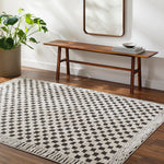 Livabliss Freud Checker Border Machine Woven Rug