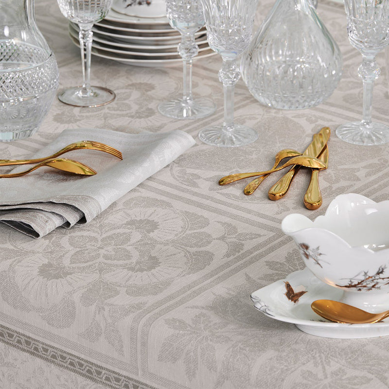 Garnier Thiebaut Harmonie Beige Jacquard Tablecloth