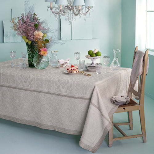 Garnier Thiebaut Harmonie Beige Jacquard Tablecloth