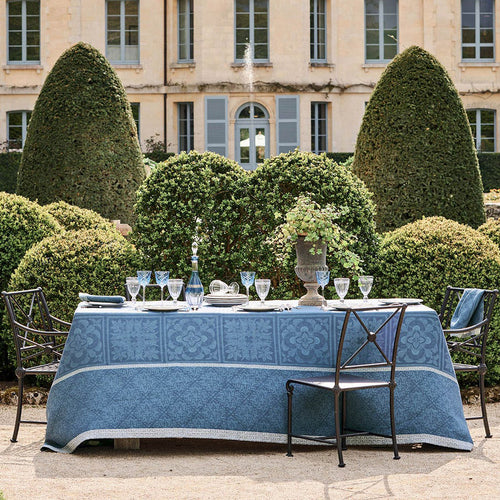 Garnier Thiebaut Harmonie Bleu Jacquard Tablecloth