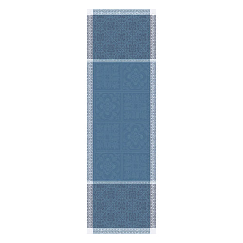 Garnier Thiebaut Harmonie Bleu Jacquard Tablerunner