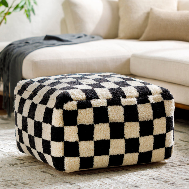 Lukas Checker Pouf