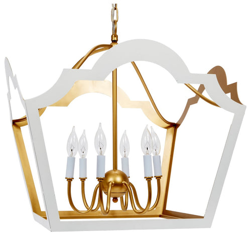 Old World Design Jaclyn Glossy White & Gold Leaf Chandelier