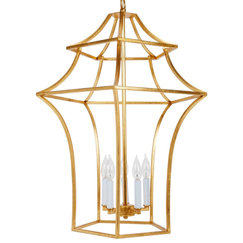 Old World Design Claudia Pagoda Gold Leaf Chandelier