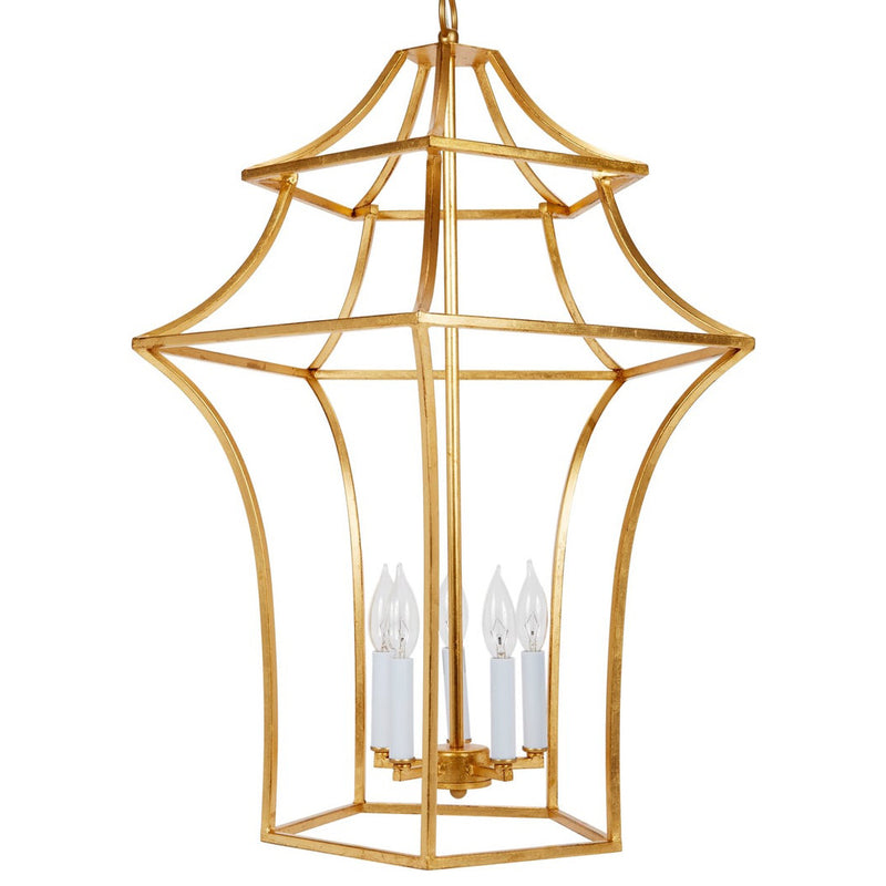 Old World Design Claudia Pagoda Gold Leaf Chandelier