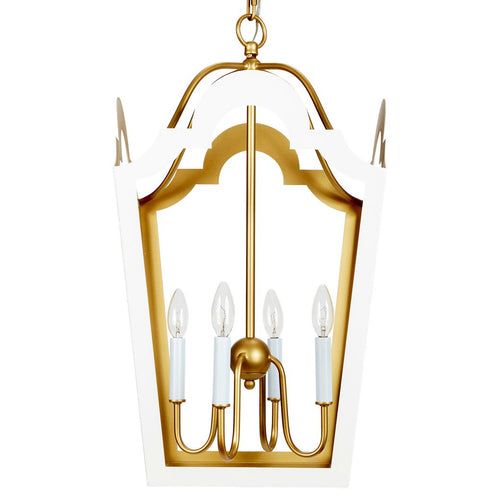 Old World Design Jackie Glossy White & Gold Lantern