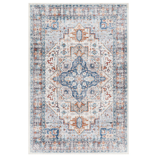 Livabliss Lavable Blue Machine Woven Rug