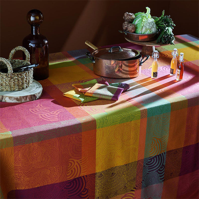 Garnier Thiebaut Mille Rainures Flamboyant Jacquard Tablecloth