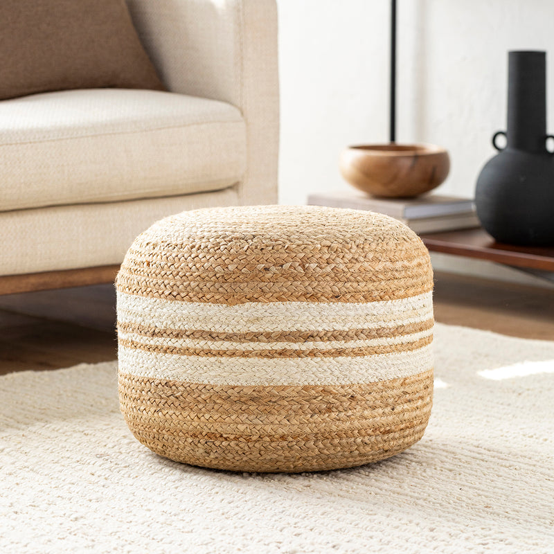 Mallows Stripe Jute Pouf